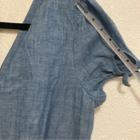 J. Crew Women’s Dress Faux-Wrap Blue Midi Demin A-Line V Neck Tie Sleeve Size 8 - Picture 11 of 16